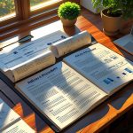 HIPAA Custom policies and procedures manuals on a desk with a small green plant next to it. 