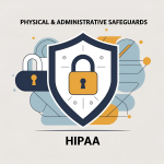 HIPAA Physical & Administrative Safeguards Image with lock inside of a shield. 